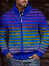 Cardigan en tricot confortable de couleur dégradé vintage pour hommes